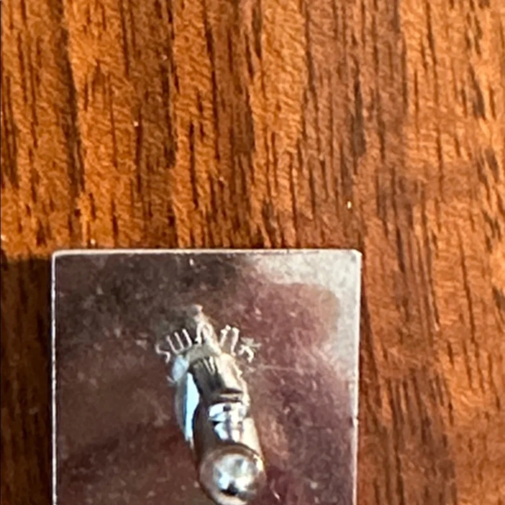 Vtg Mid‎ Century SWANK Square Silver  Tone Cufflinks with Dark Navy Rhinestones